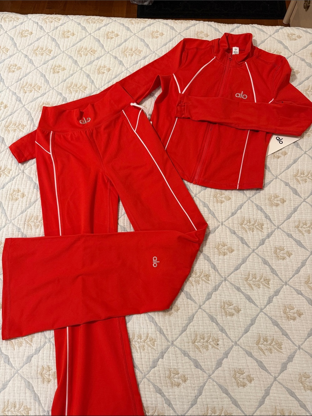 ALO Yoga Red Zip Jacket & Matching Pants Set